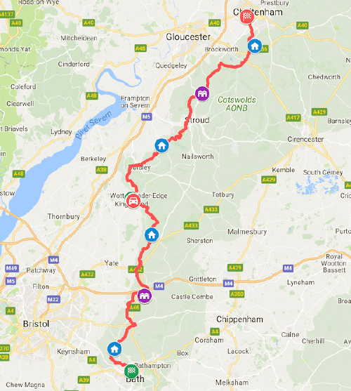 The Cotswold Way Challenge 2018 Route